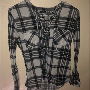 Lace plaid shirt